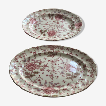 2 dishes of pink chintz Johnson Bros.