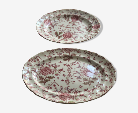 2 plats de service rose chintz Johnson Bros