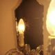 Wall applique, two-pointed glass chandelier, chiseled mirror and steel, 20th