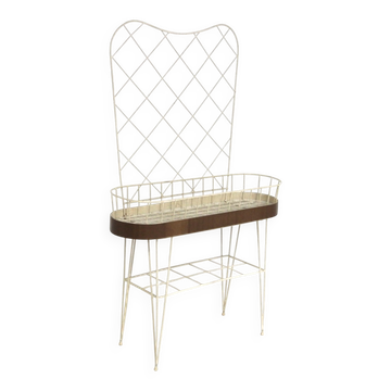 Jardinière scandinave en métal et en acajou, Suède, 1950