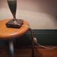 Vintage 1960s lamp – black veined marble and decorated metal