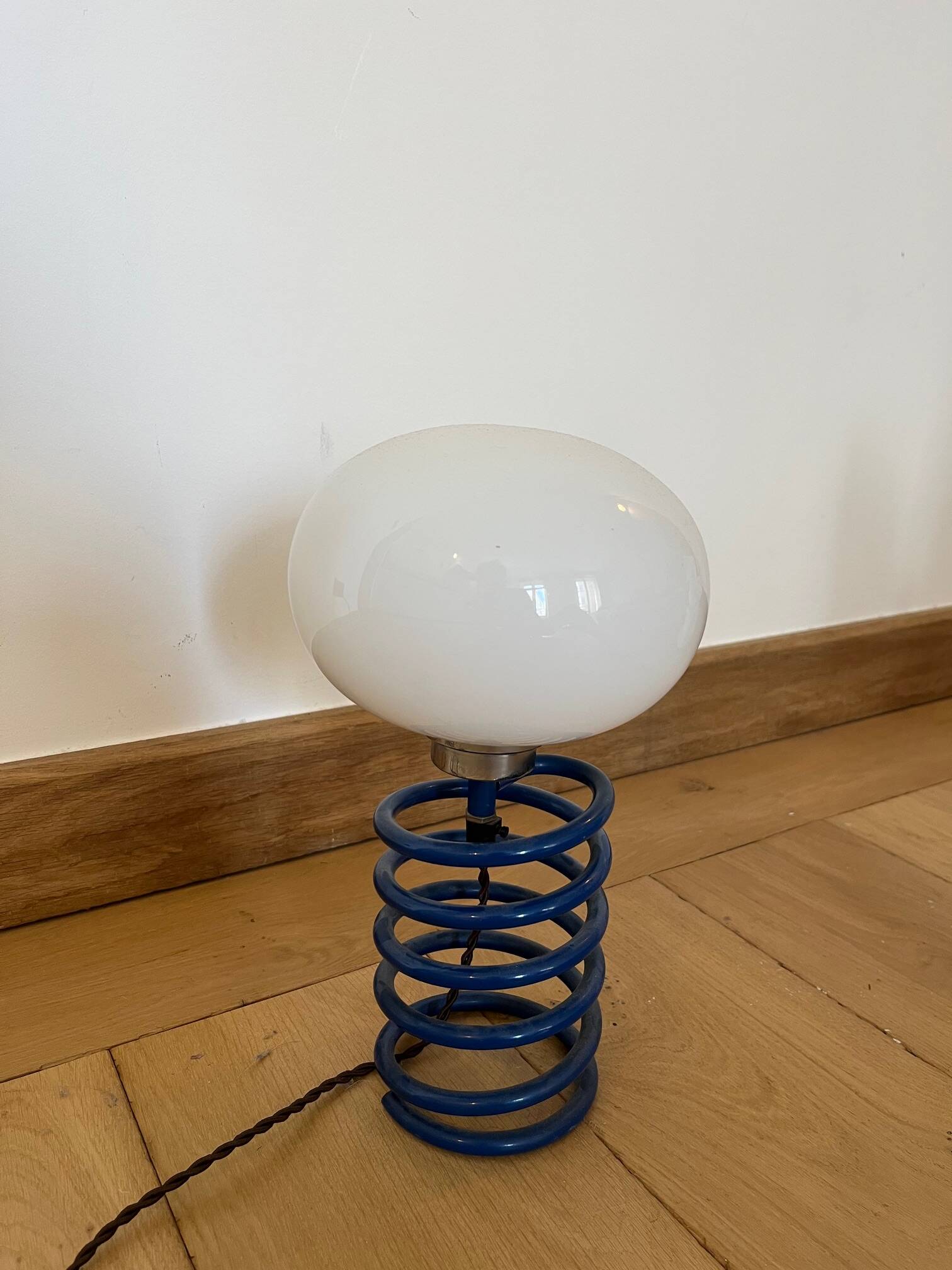 Blue spring lamp 70's + opaline