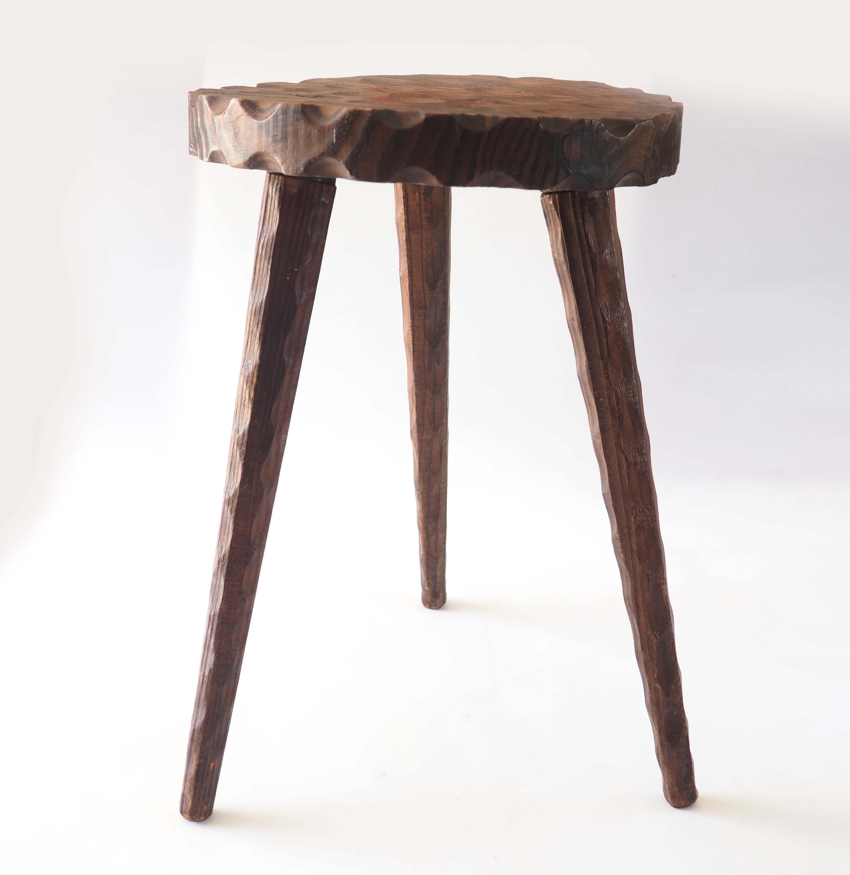 Tripod stool raw wood