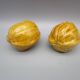 Pair of old earthenware salt/pepper shakers in “walnut” shape