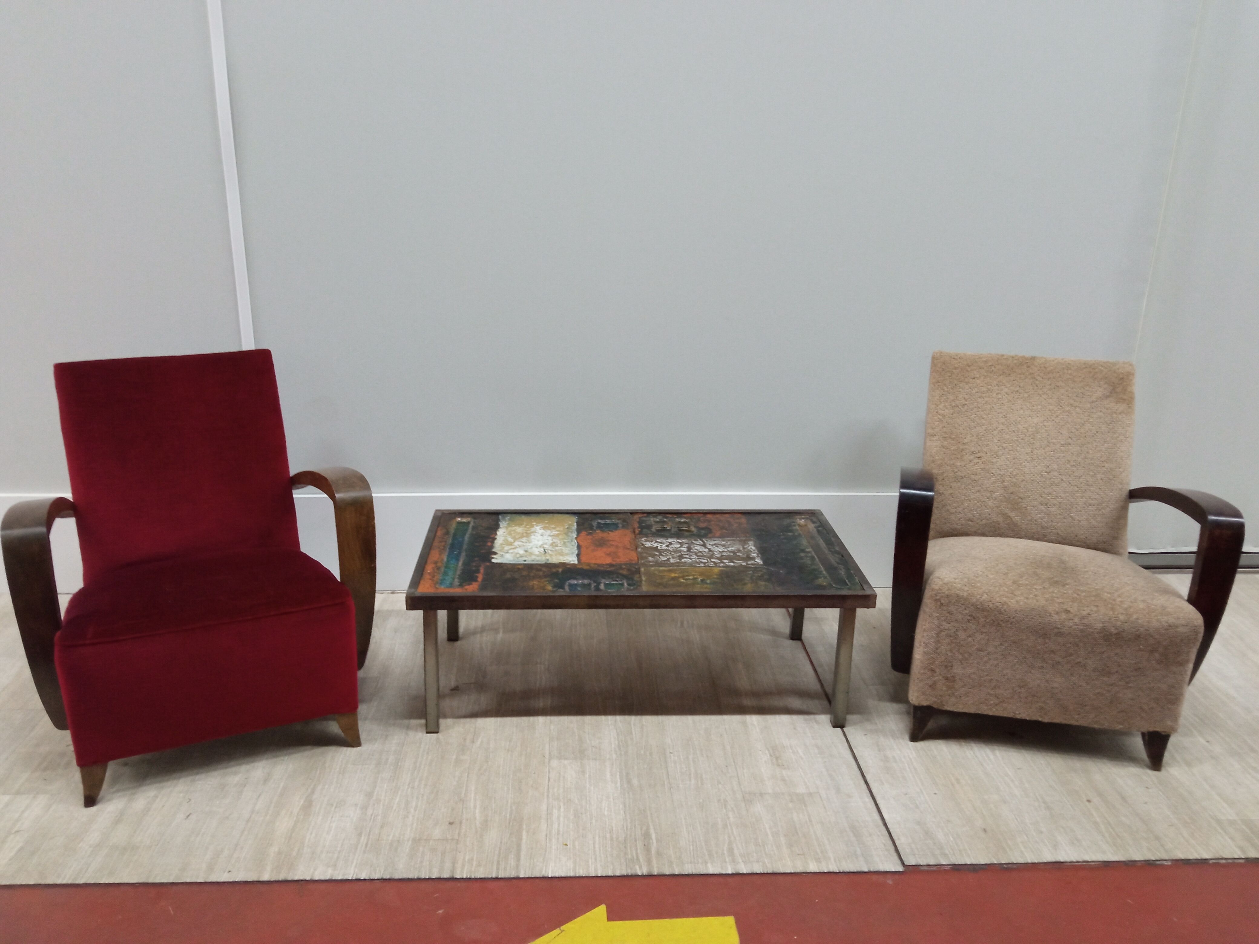 Coffee table in enamelled lava stone