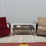 Coffee table in enamelled lava stone