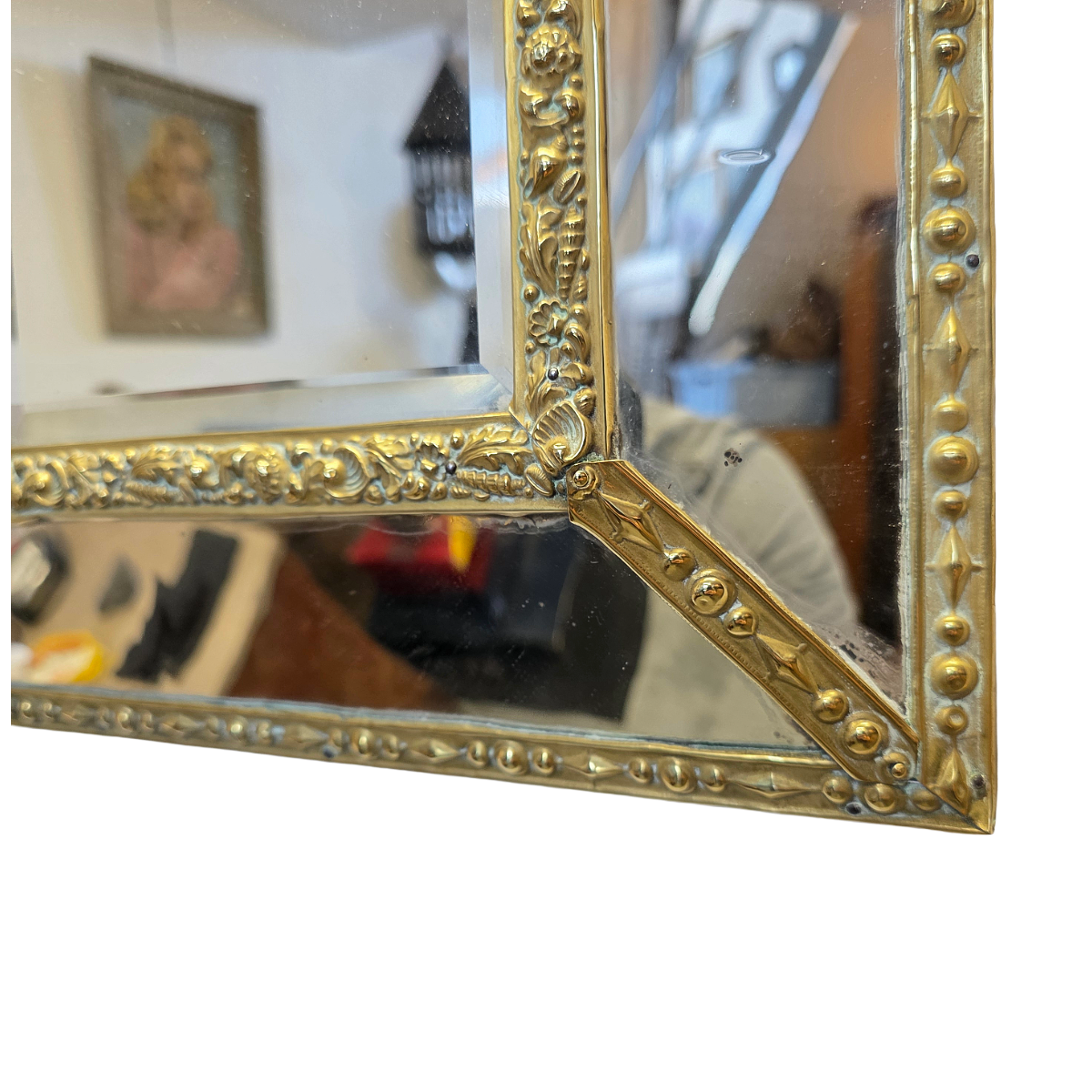 Richly Decorated French Cushion Mirror From The early 19th Century