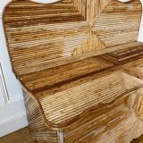 Chest bench in rattan and vintage bamboo