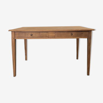 Oak farm table with two drawers