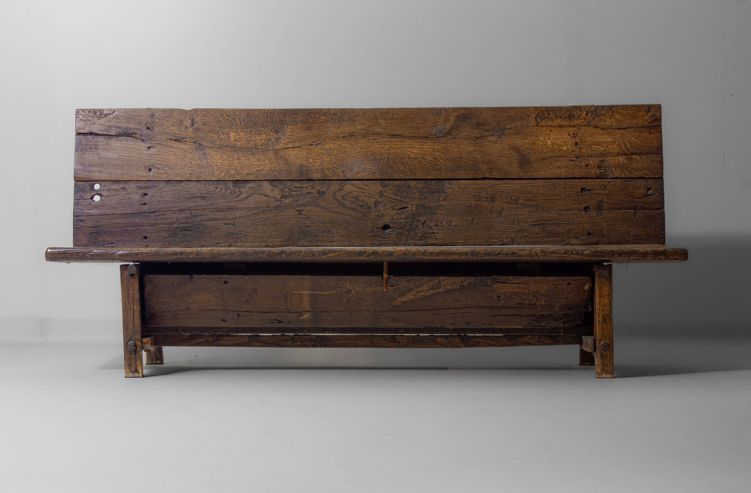 Early 1900s Art Populaire French fermette bench