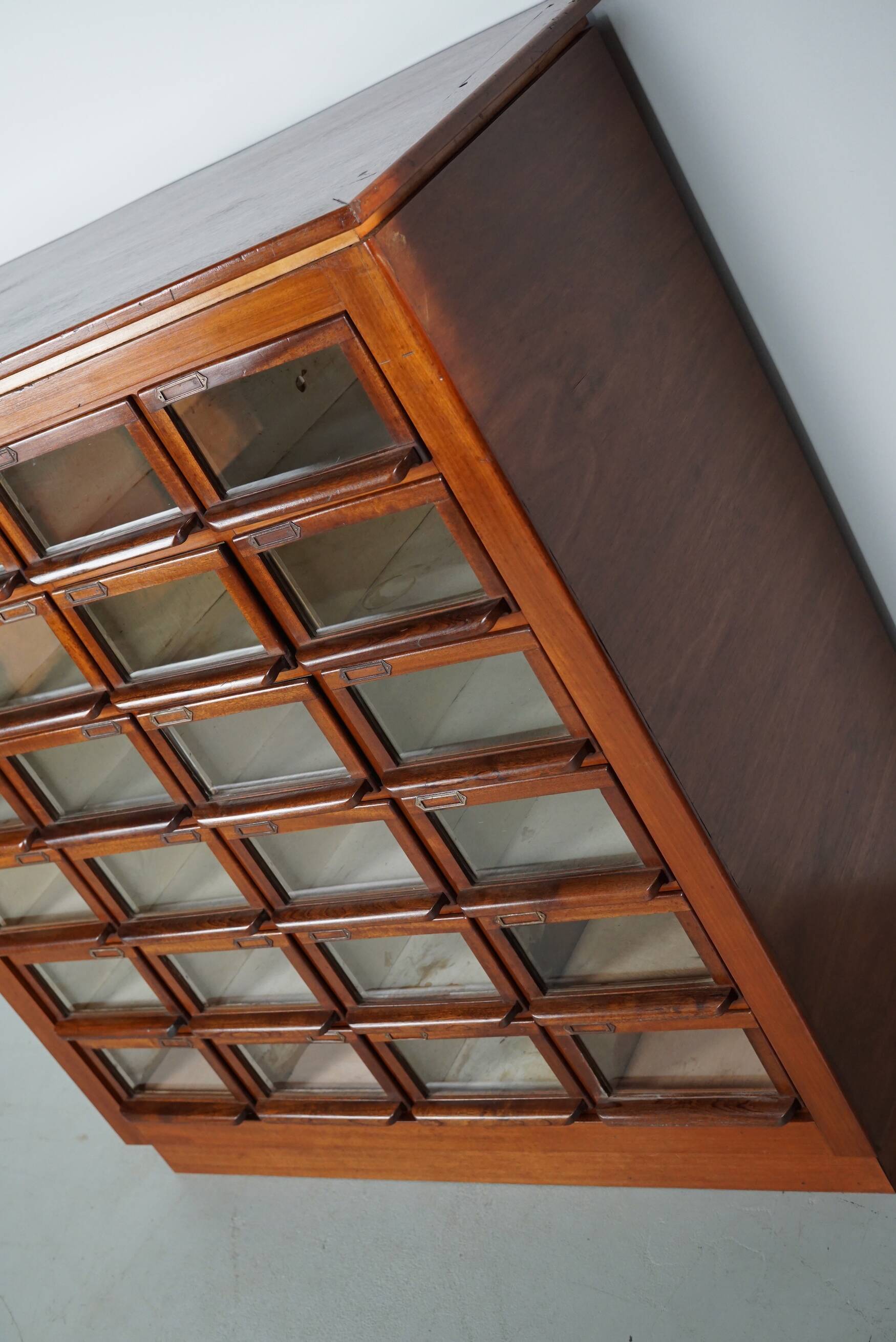 Vintage Dutch Hardwood Haberdashery Shop Cabinet, 1930s