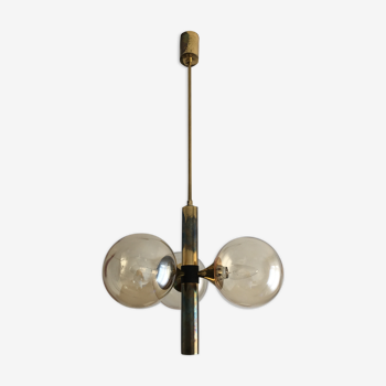 60s gold metal glass chandelier