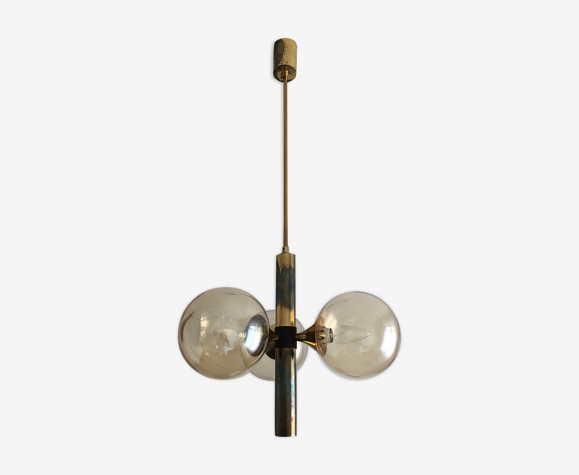 Suspension verre métal dorée années 60