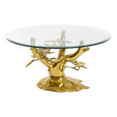 Table basse des années 70, modèle Bonsai par Willy Daro, en laiton et dorée à l'or.