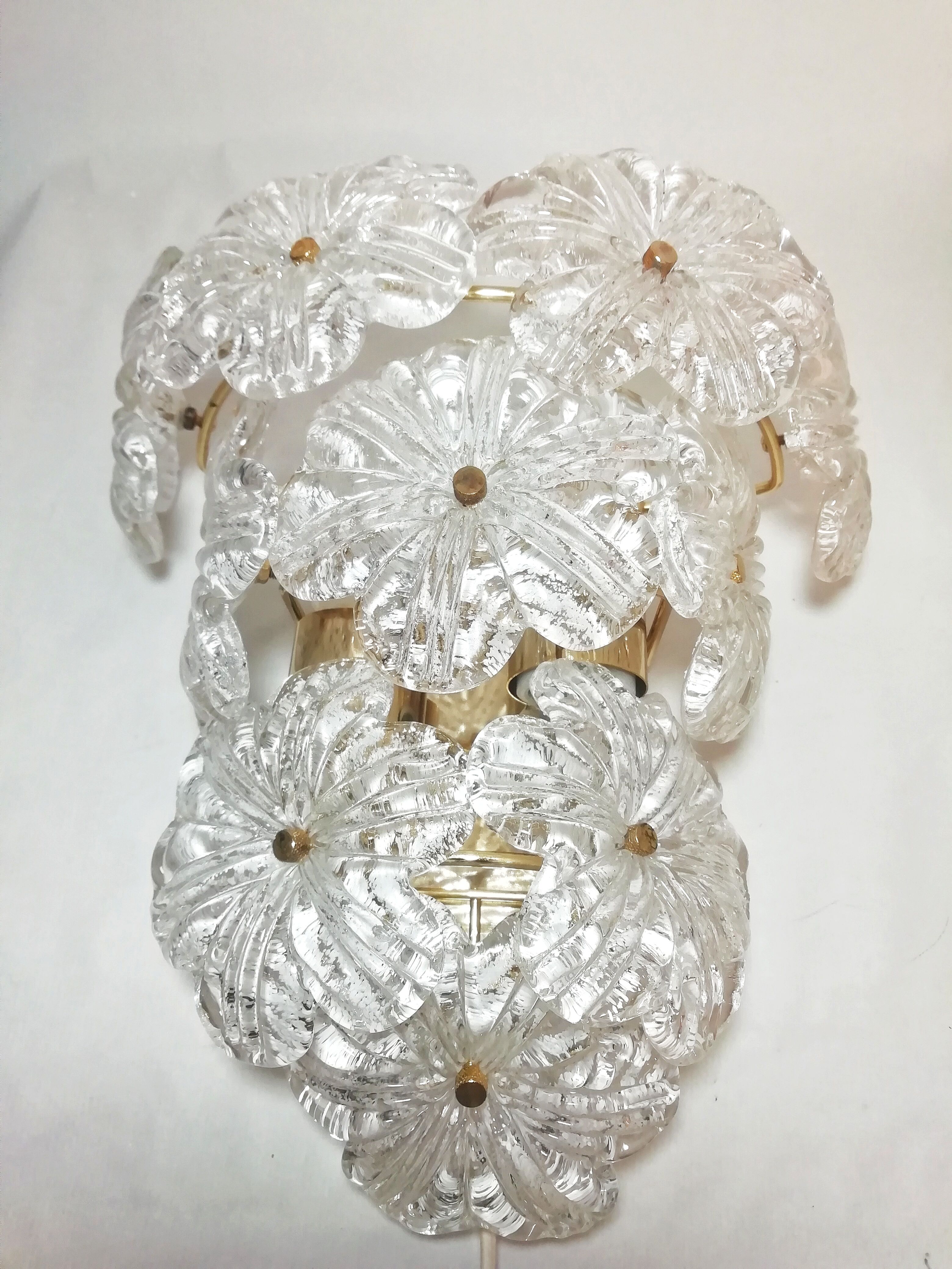 Pair of Murano glass flower wall light
