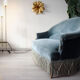 Peacock blue velvet toad bench