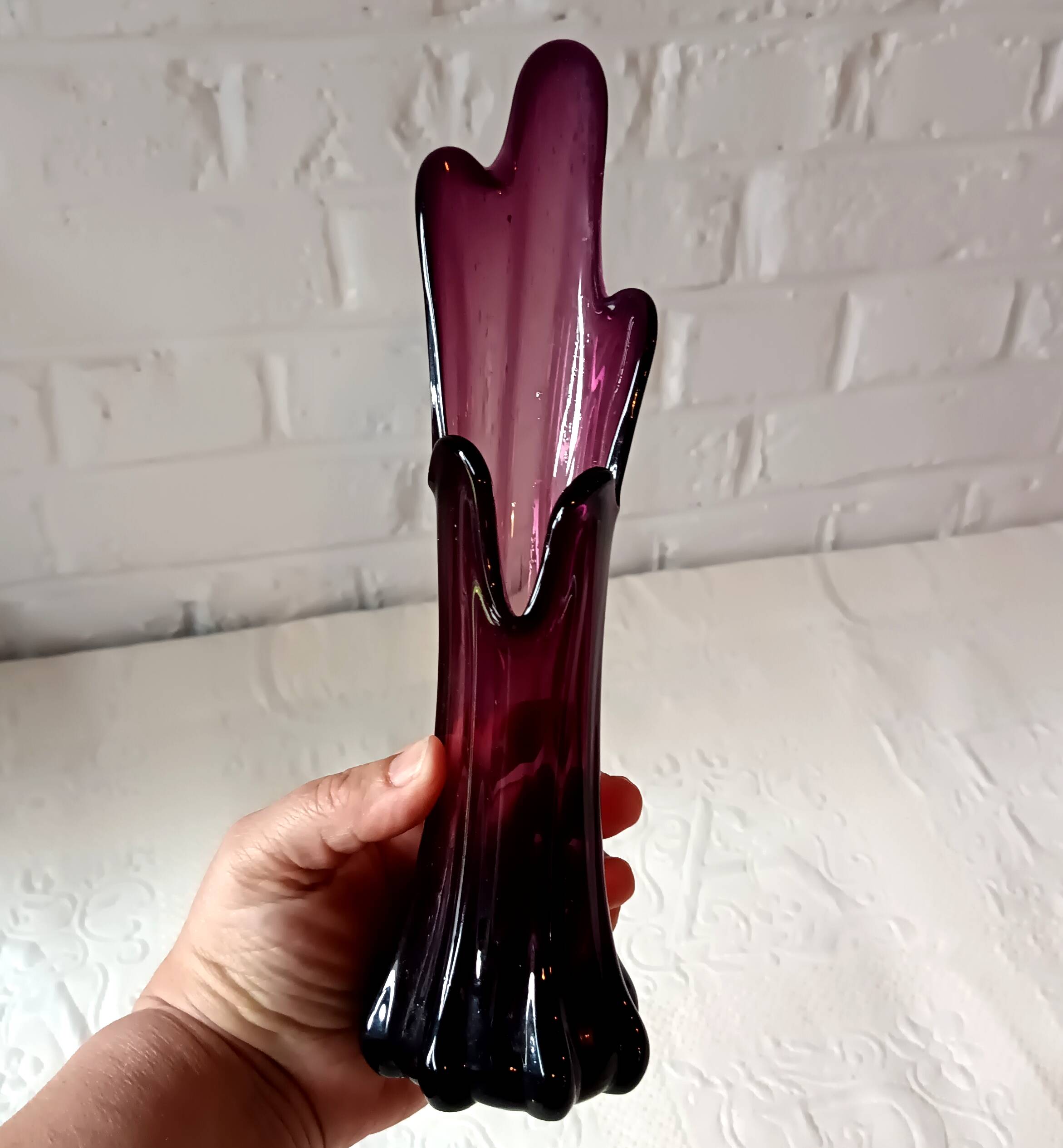 Vintage VASE, Colorful Art Glass Finger Vase, Retro Finger Vase