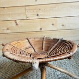 Rattan and wood stool