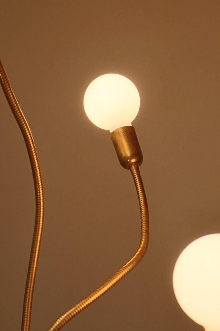 Vintage model F415 floor lamp in gold metal, Saint Germain Lumière edition, 1970