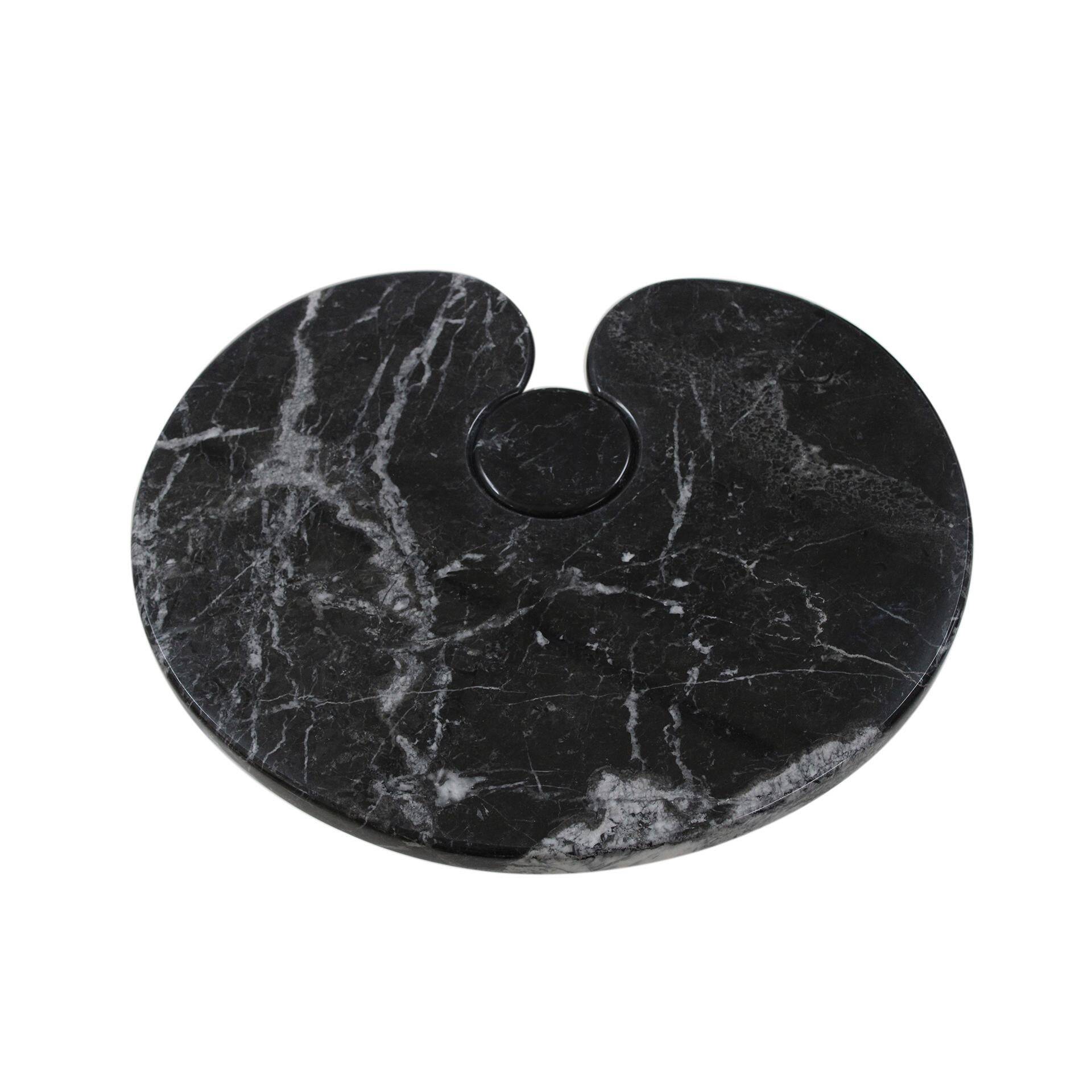 Mid Century Angelo Mangiarotti Pair of Eros Black Marble Side Tables Italy