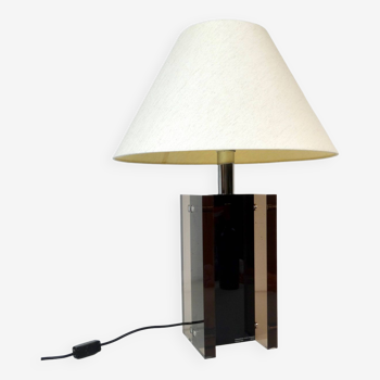 Lampe de bureau Lucite Mid Century Minimaliste par Felice Antonio Botta Italie 1973 étiquetée