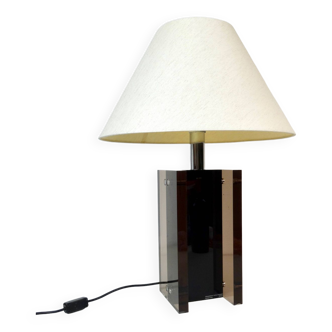 Lampe de bureau Lucite Mid Century Minimaliste par Felice Antonio Botta Italie 1973 étiquetée