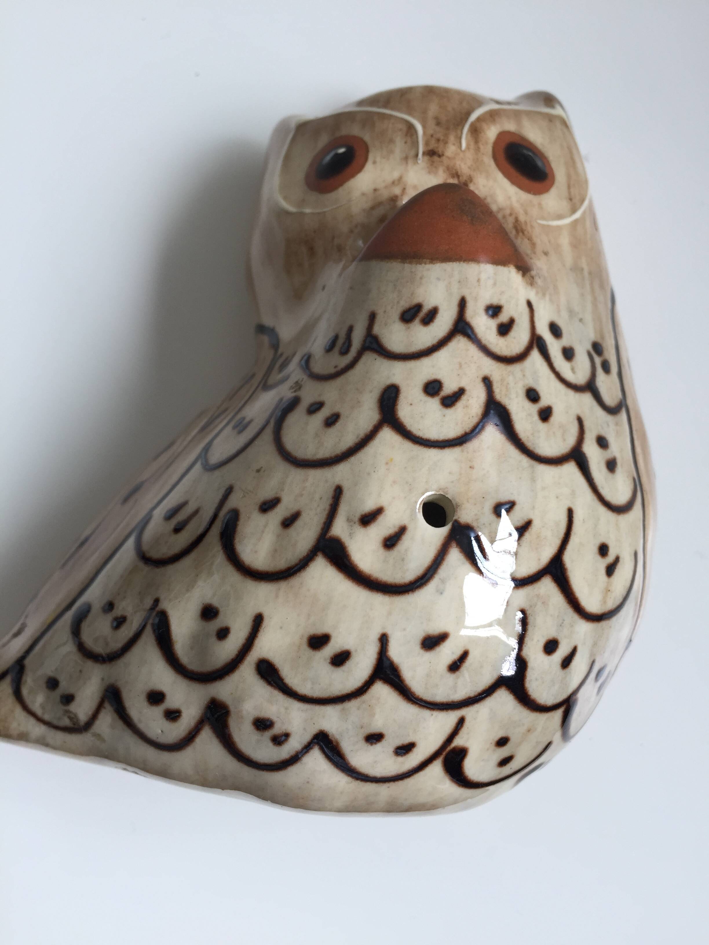 Ceramic Sculpture Figurine Signed MOSSER Gilbert Owl Hulotte Owl