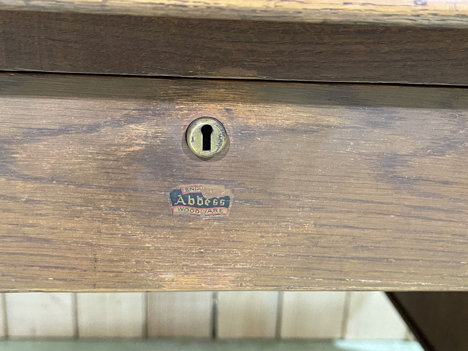 60s English flat desk in oak
