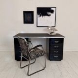 German Bauhaus Writing Desk in Black Lacquered Metal, 1925