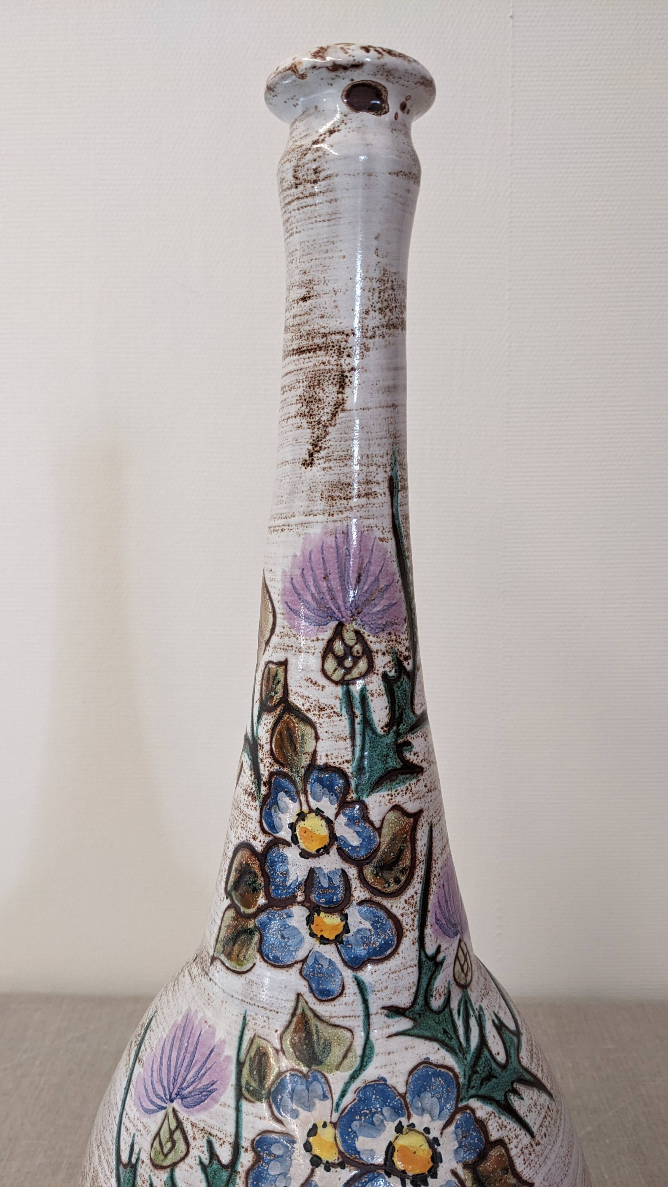 XL soliflore vase in glazed ceramic, Vallauris, France circa 1960.