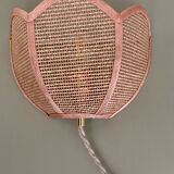 Vintage lampshade wall light in pink natural material