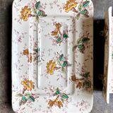 Lunéville asparagus dish in polychrome and gilded ironstone