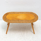 Mid century rattan stool by Jan Kalous for ÚLUV, 1960´s, Czechoslovakia