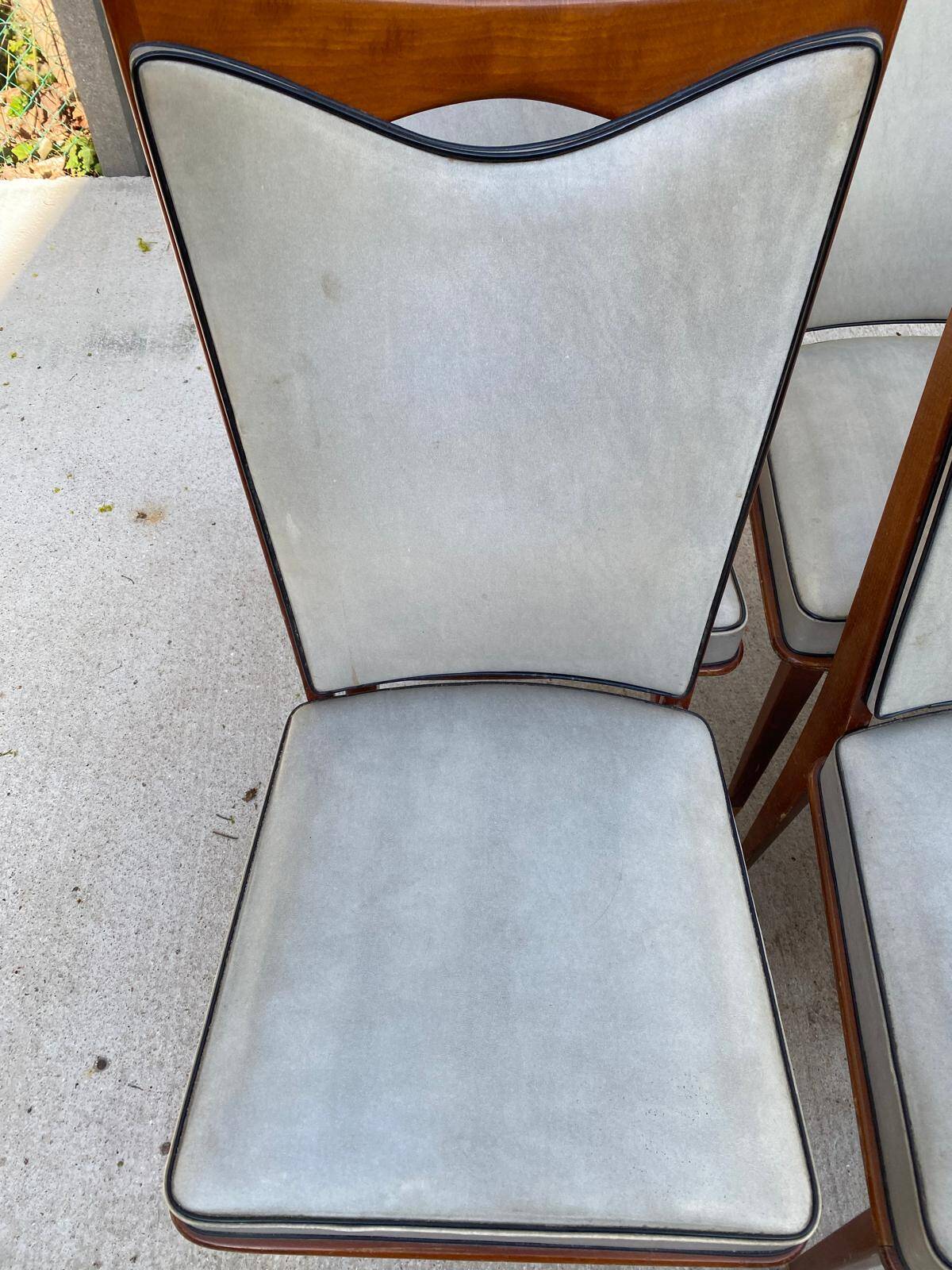 8 chaises scandinaves style italien 1950 bois et cuir blanc