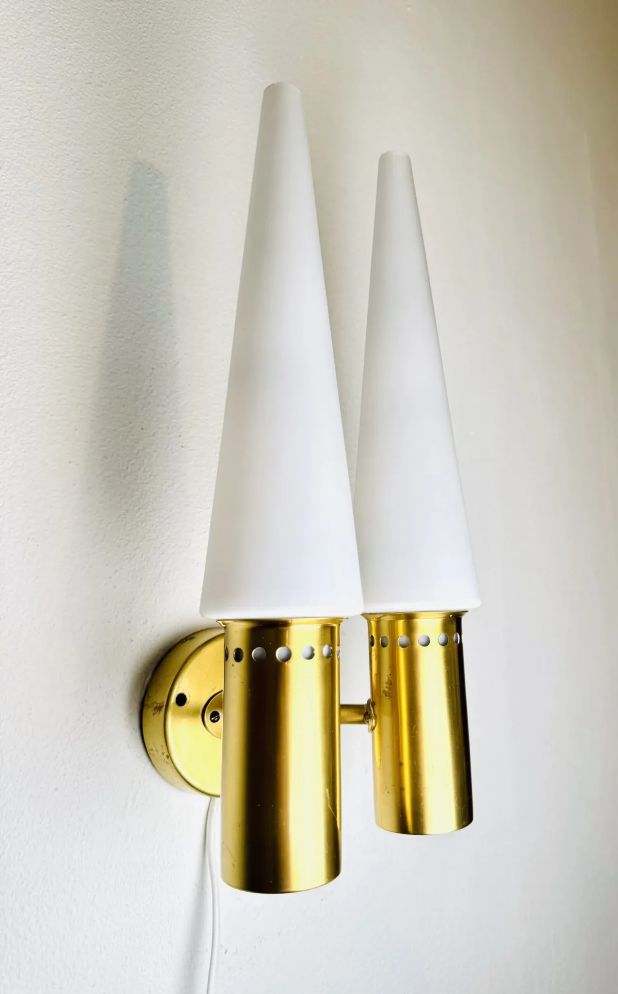 Brass Coloured Double Wall Lamp By Hans-Agne Jakobsson For Markaryd, Sweden, 1960'S