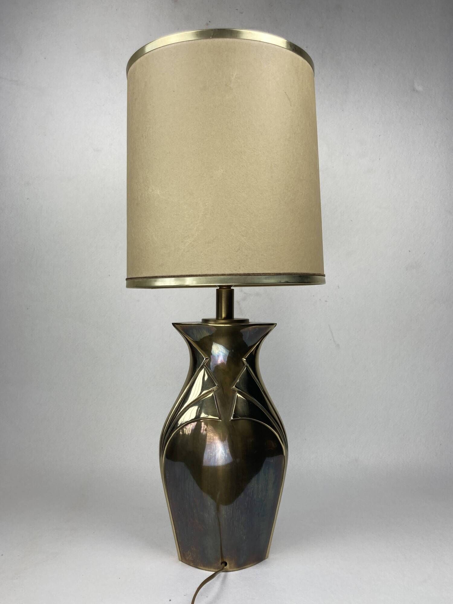 Hollywood Regency art nouveau revival brass table lamp, Dutch 1970s