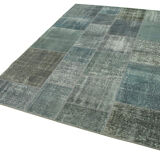 Handmade anatolian overdyed 170 cm x 240 cm grey patchwork carpet