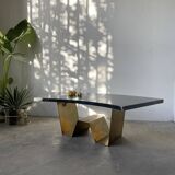 Addor 60s sculptural marble and brass coffee table