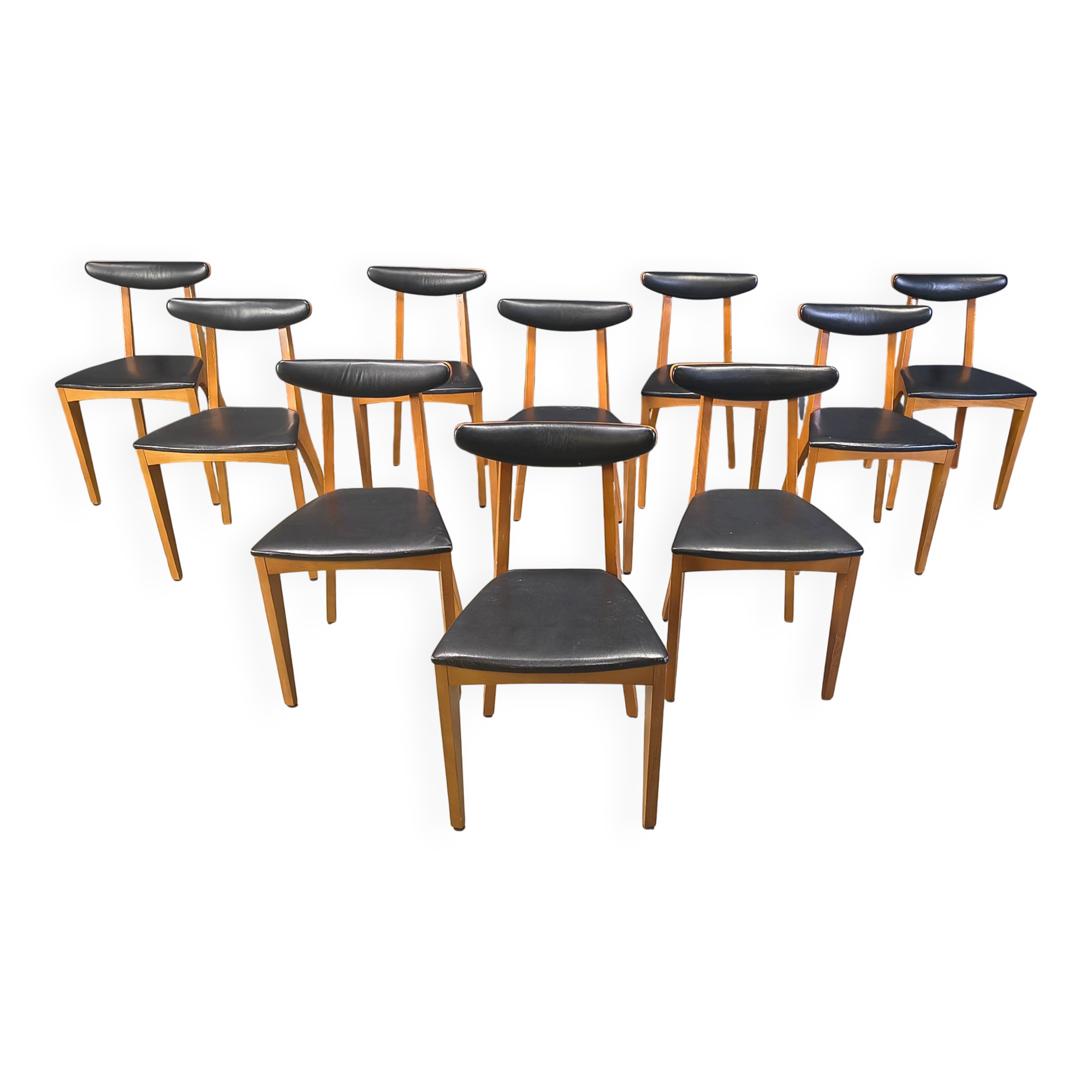 Mid-century Belgian dining chairs, set of 10, 1960s