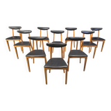 Mid-century Belgian dining chairs, set of 10, 1960s