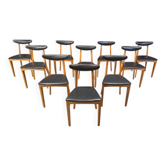 Mid-century Belgian dining chairs, set of 10, 1960s