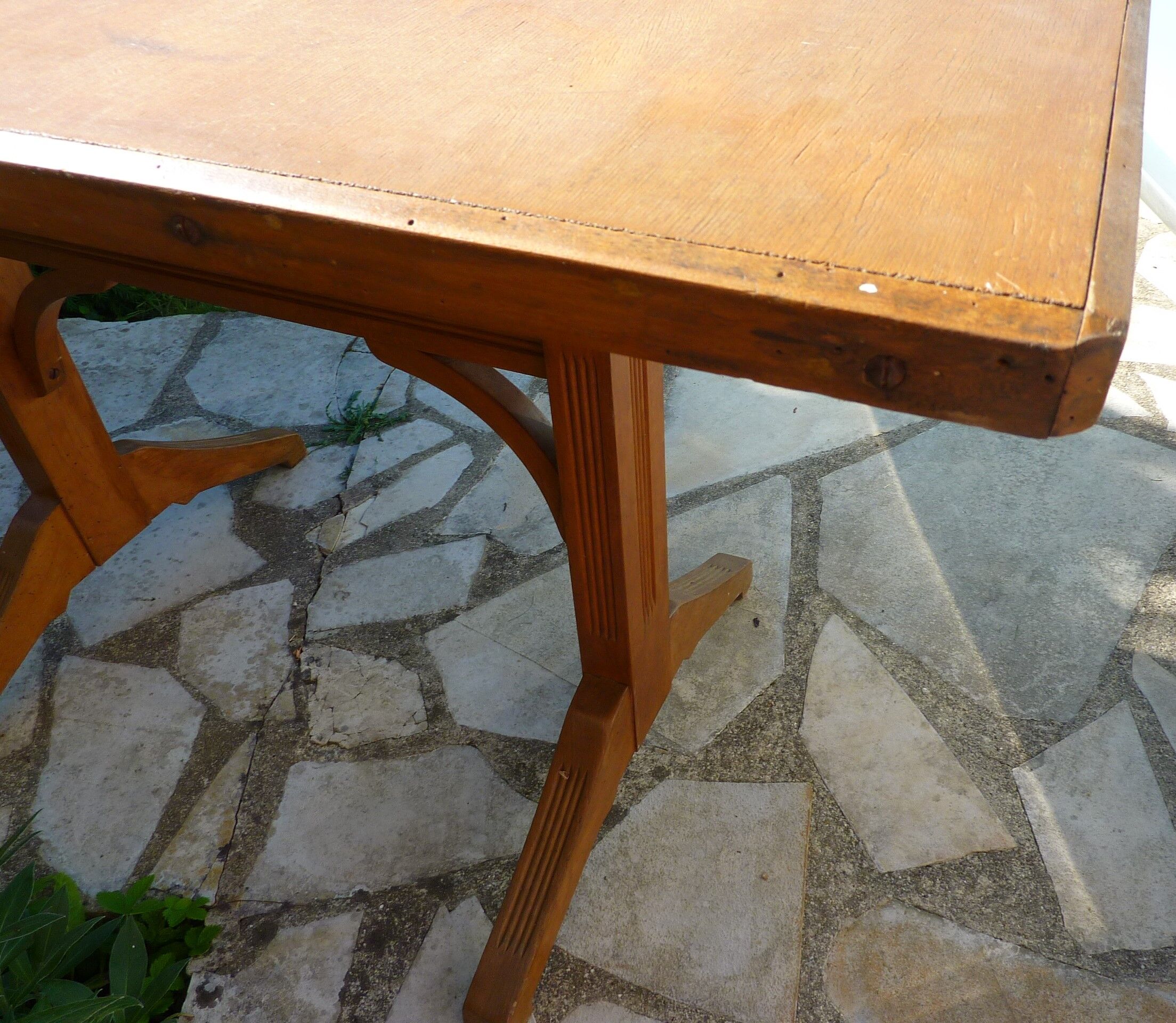 Rectangular wooden vintage coffee, bistro table