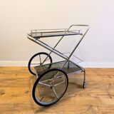 Folding trolley in silver metal