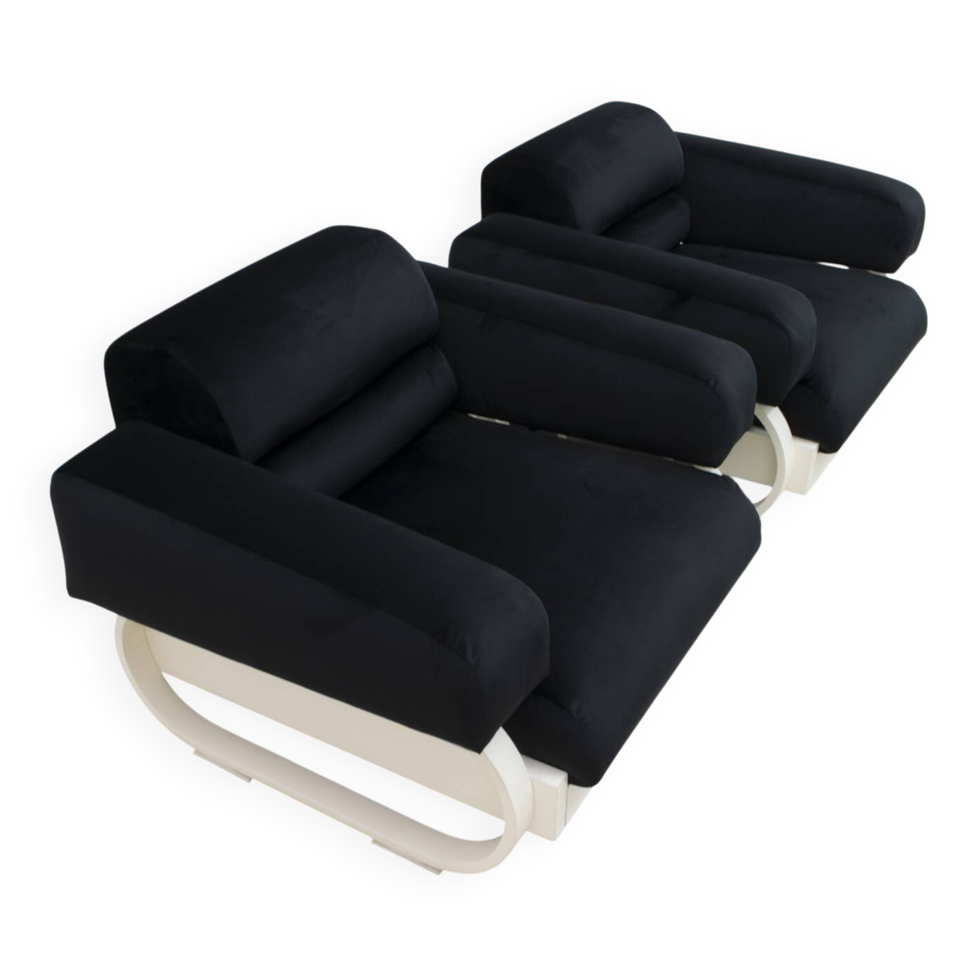 Pair of Mid-Century Modern Italian Velvet Armchairs, 1960s