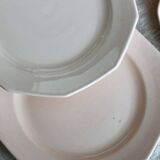 6 assiettes à dessert vintage faïence rose pâle – Forme octogonale