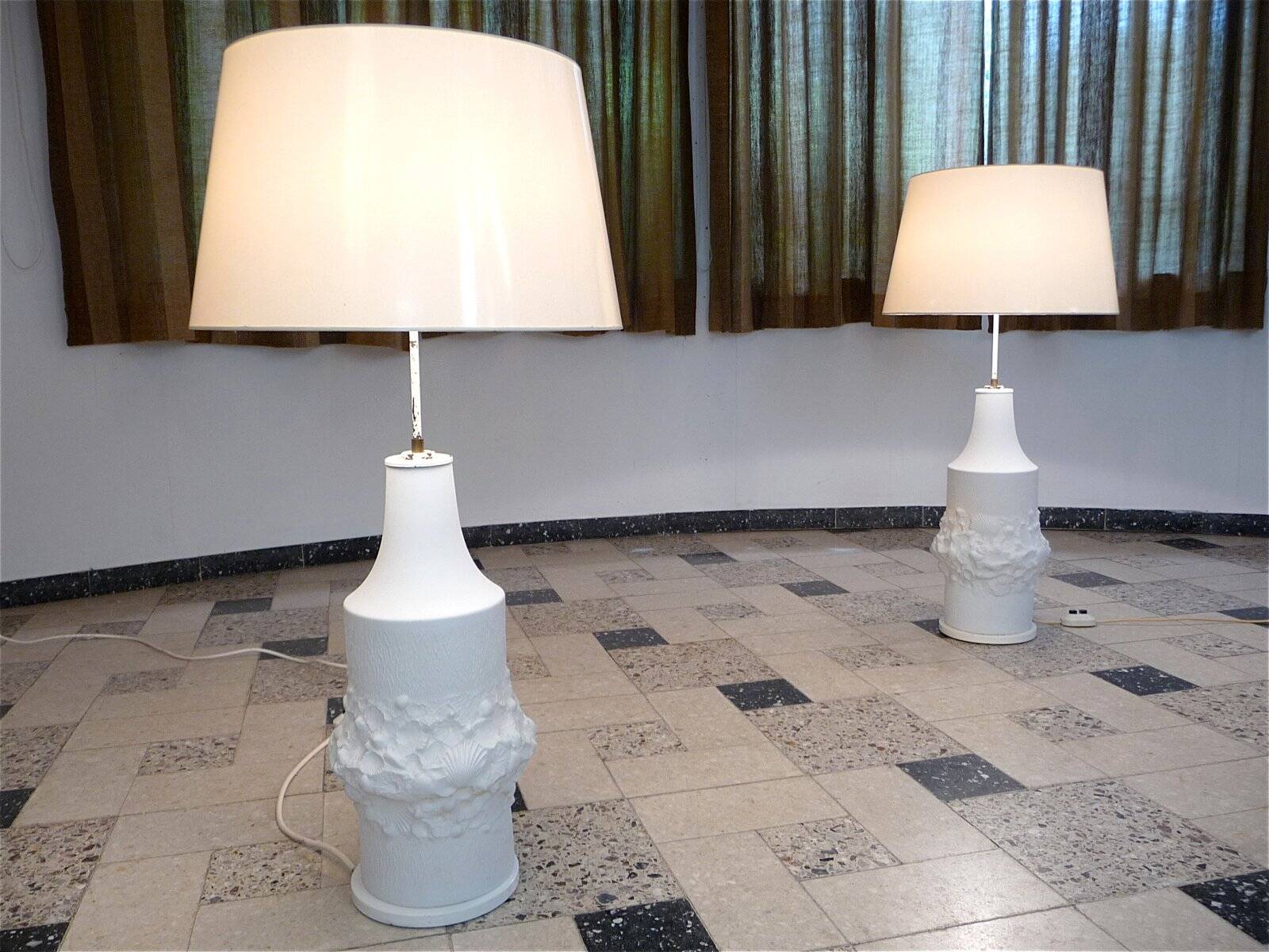 Large bisque porcelain table lamps from Kaiser, Germany 1960s, Set of 2