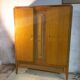 Cabinet vintage wood and rattan feet compass 60s