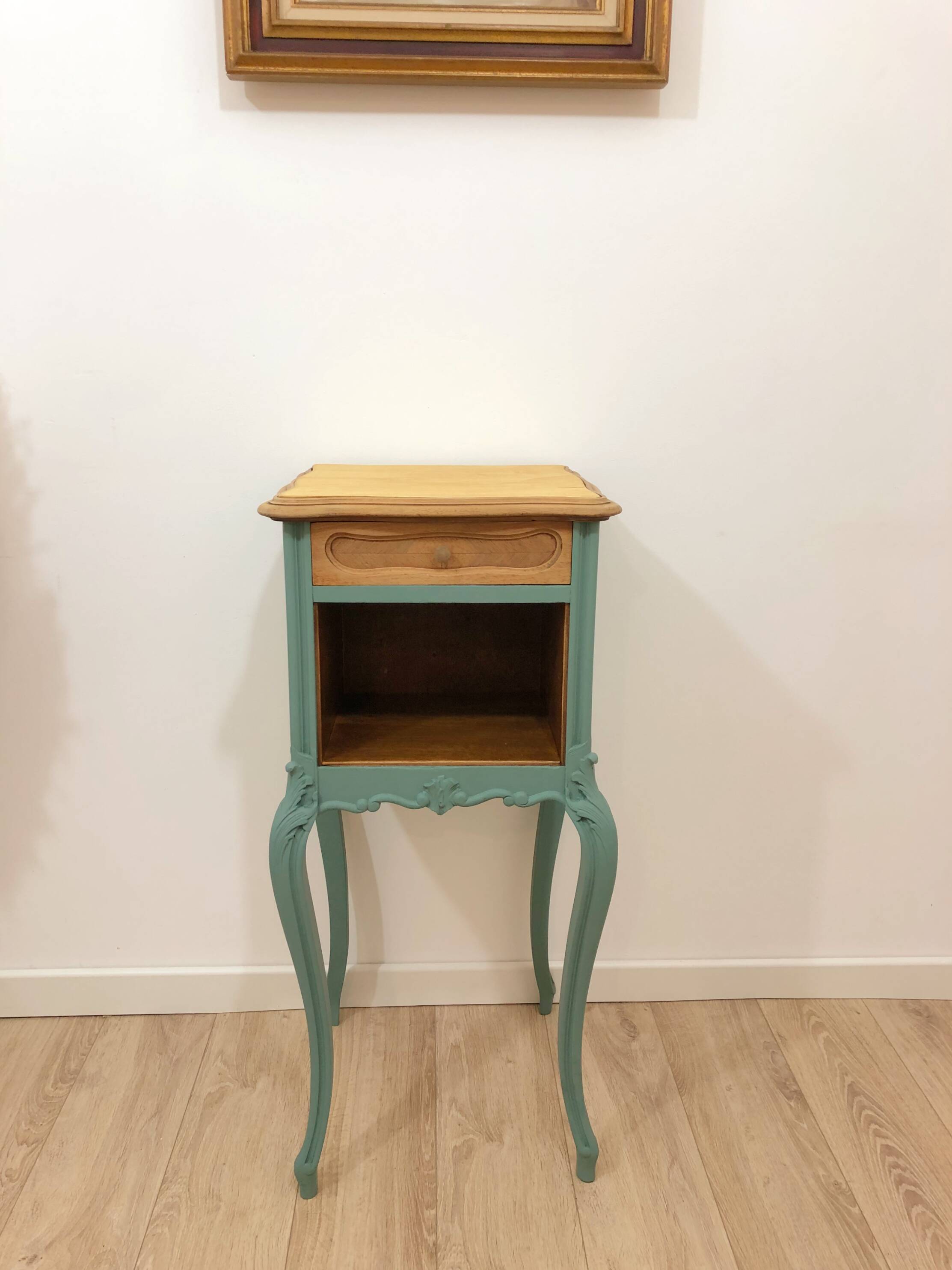 Louis XV style bedside table in celadon green