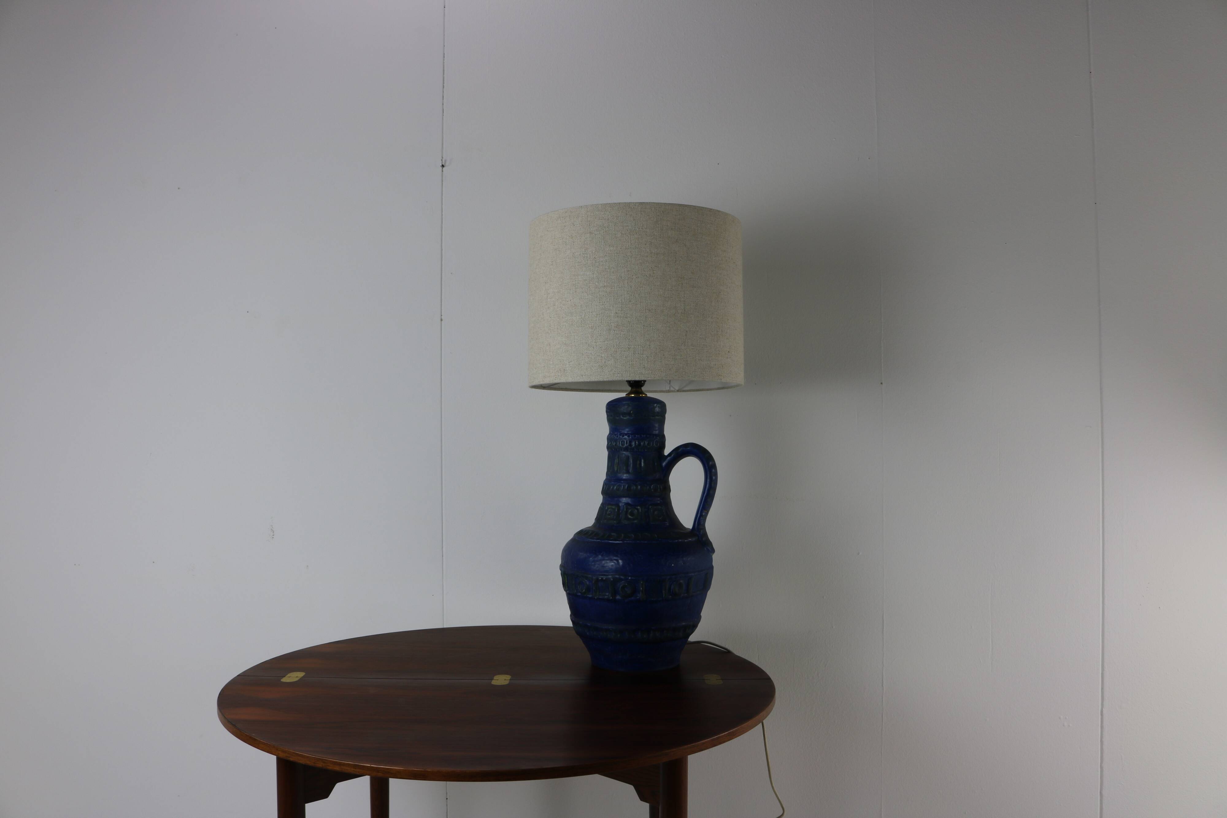 Beautiful sixties blue ceramic floor / table lamp