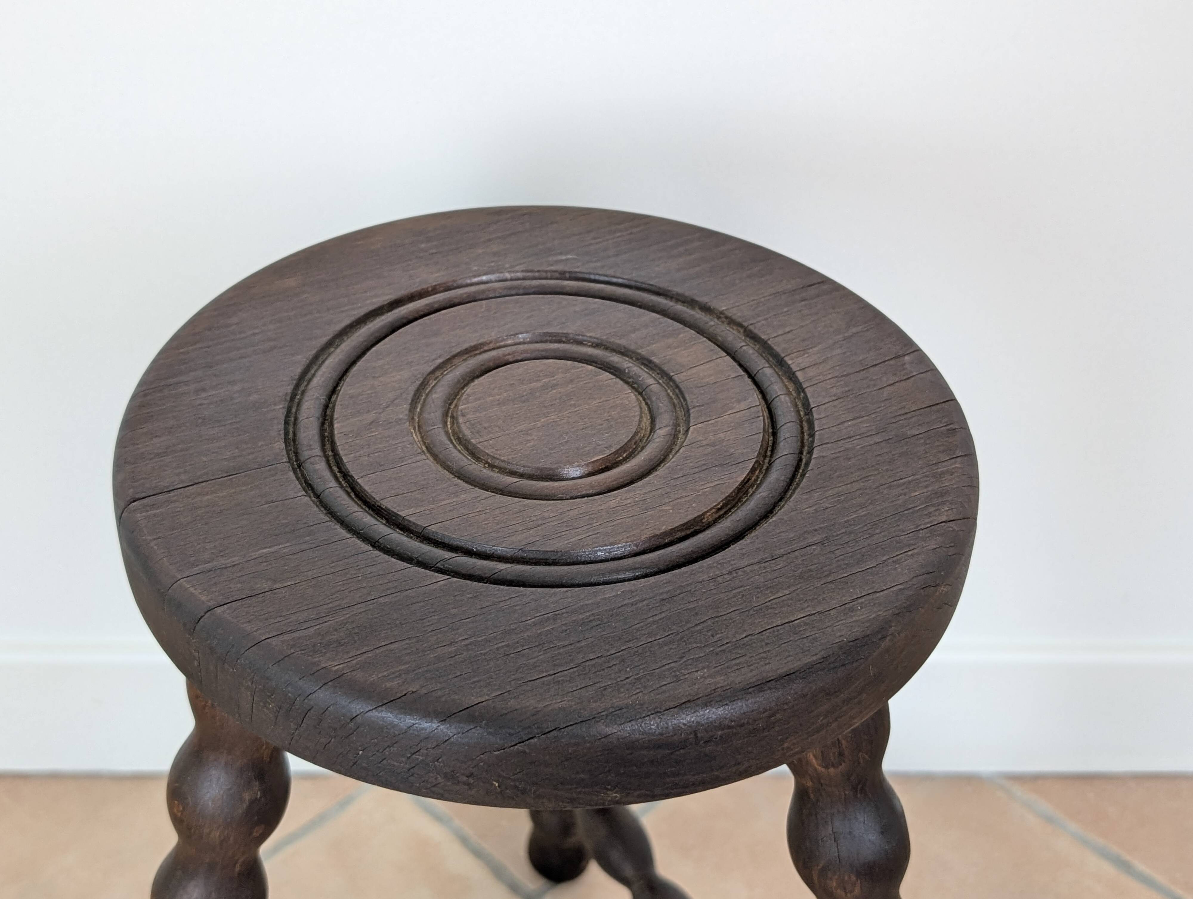 Tabouret/porte plante tripode bois tourné